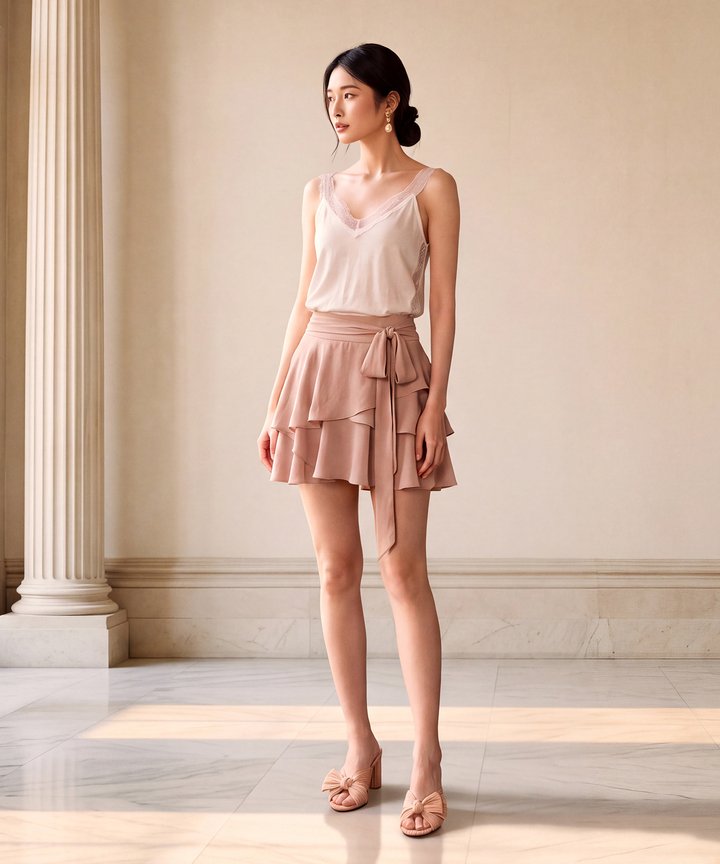 Starlight Tiered Skorts - Nude Pink