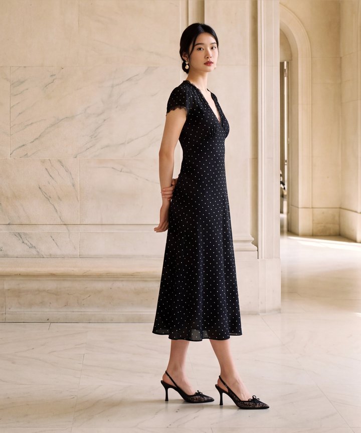 Sunday Social Lace Trim Midi - Black