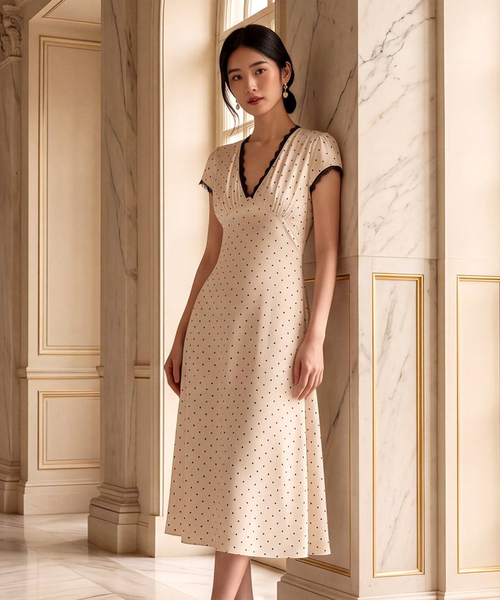 Sunday Social Lace Trim Midi - Ivory