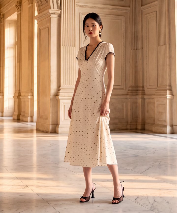 Sunday Social Lace Trim Midi - Ivory