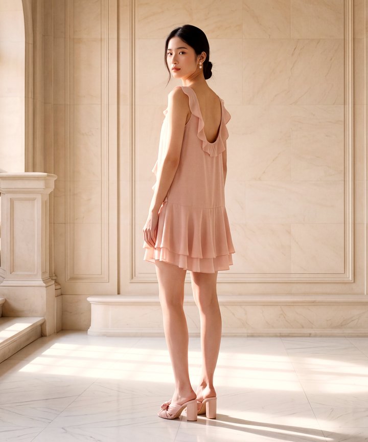 Swanlake Ruffle Mini - Nude Pink