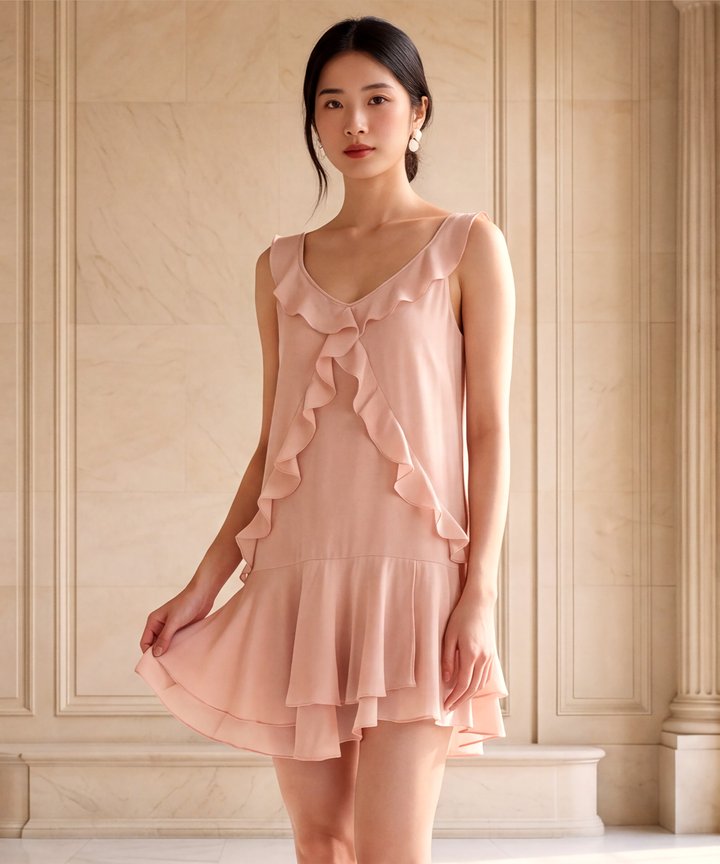 Swanlake Ruffle Mini - Nude Pink