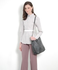 Atelier Belted Shirt in Pale Grey Women's Tops Online
