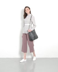 Atelier Belted Shirt in Pale Grey Fashion Online Store
