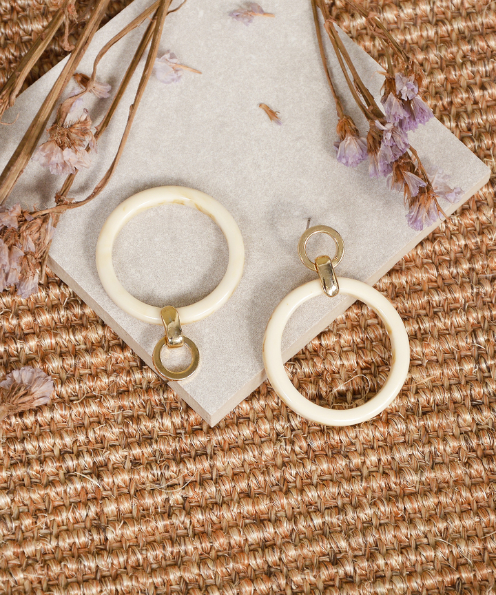 Empress Circle Earrings - Cream