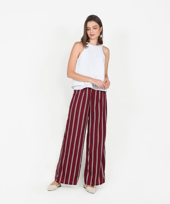 Marcello Striped Trousers - Maroon