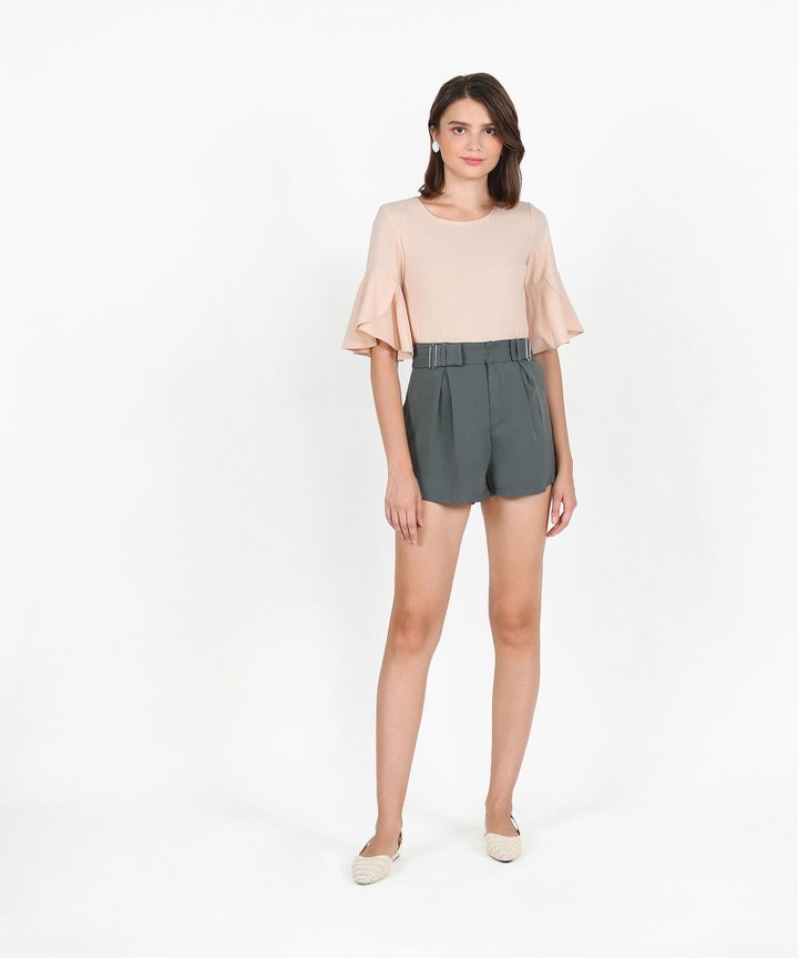 Tulip Sleeve Blouse - Nude