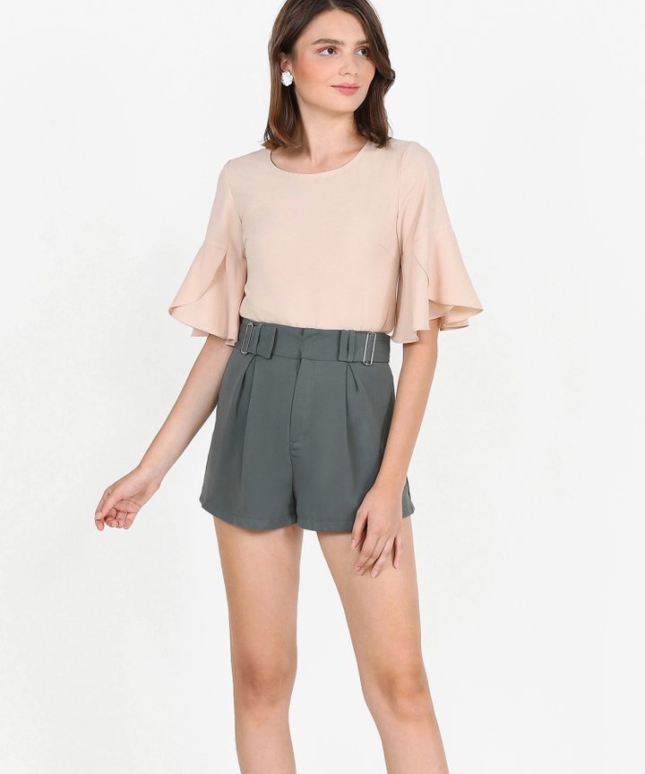 Tulip Sleeve Blouse - Nude