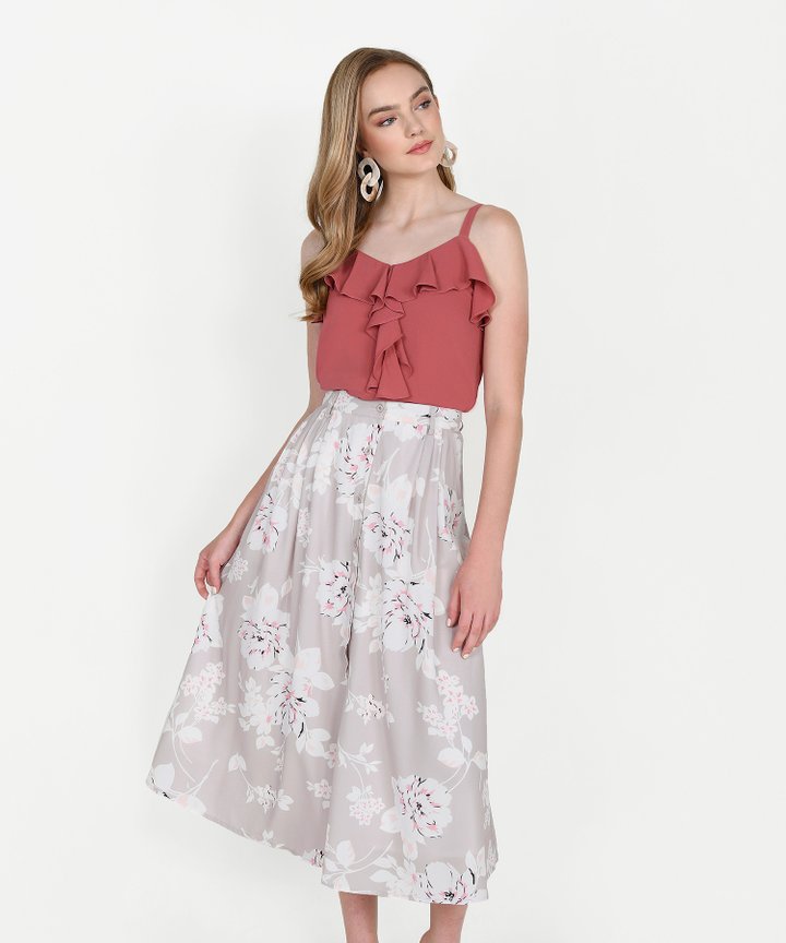 Keira Ruffle Top - Coral Rose