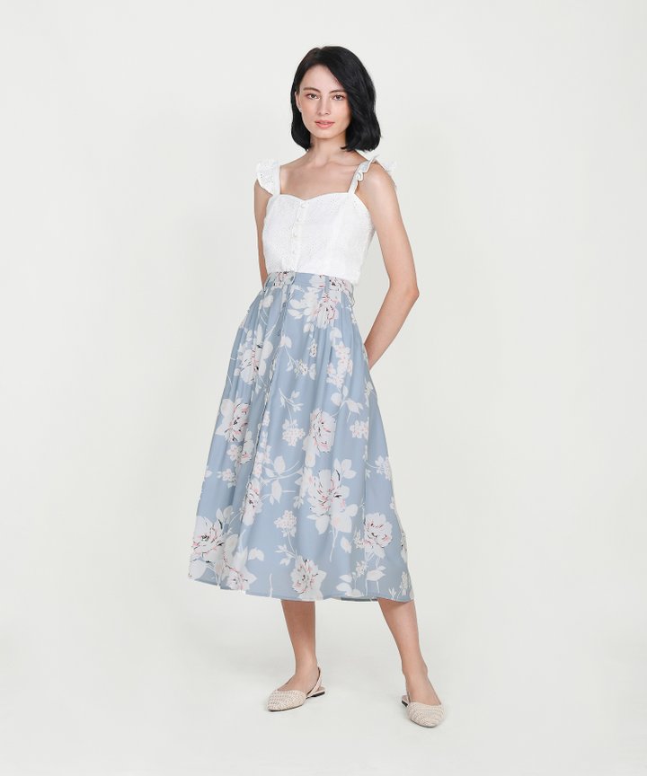Willa Eyelet Ruffle Top - White
