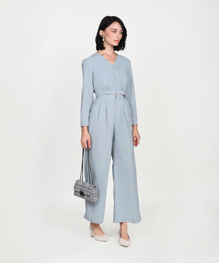 Yuri Cropped Blouse - Mist Blue