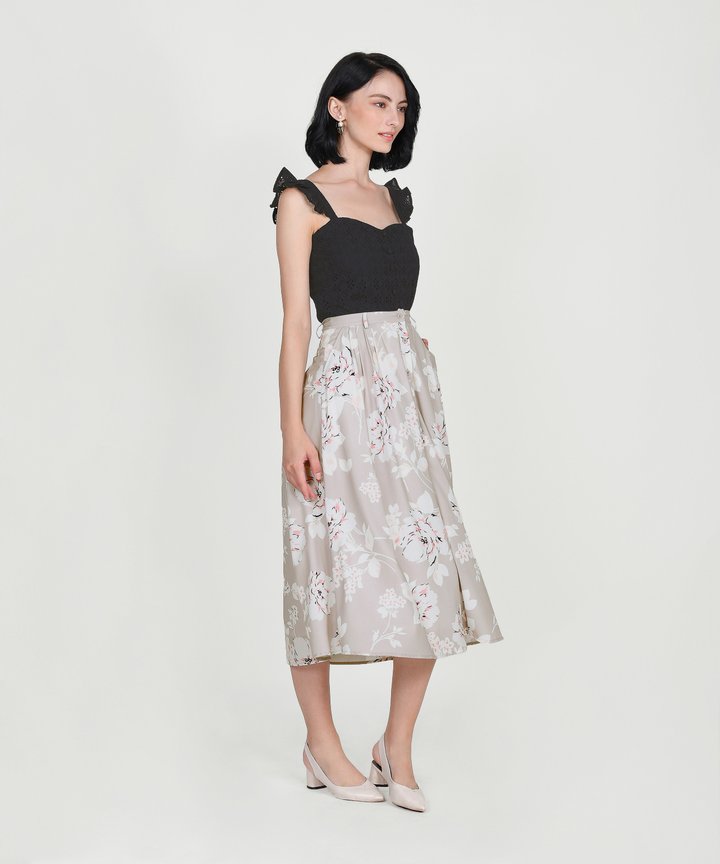 Willa Eyelet Ruffle Top - Black