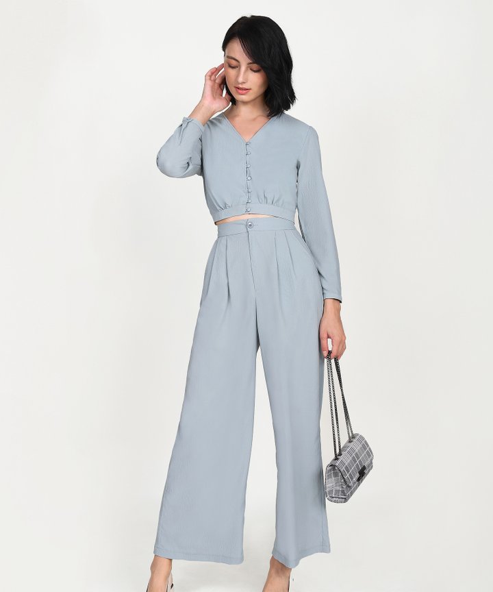 Yuri Cropped Blouse - Mist Blue