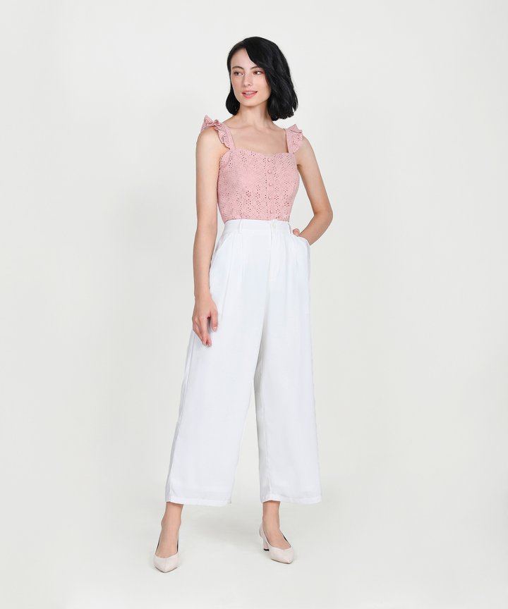 Willa Eyelet Ruffle Top - Blush Pink