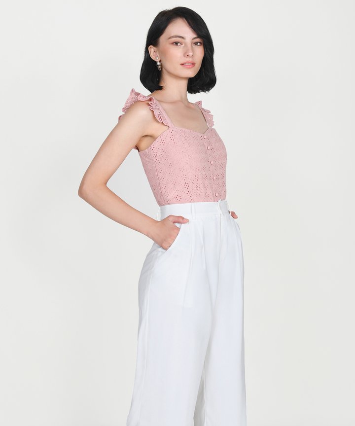 Willa Eyelet Ruffle Top - Blush Pink