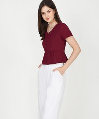 Bellini Linen Peplum Blouse