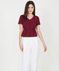 Bellini Linen Peplum Blouse