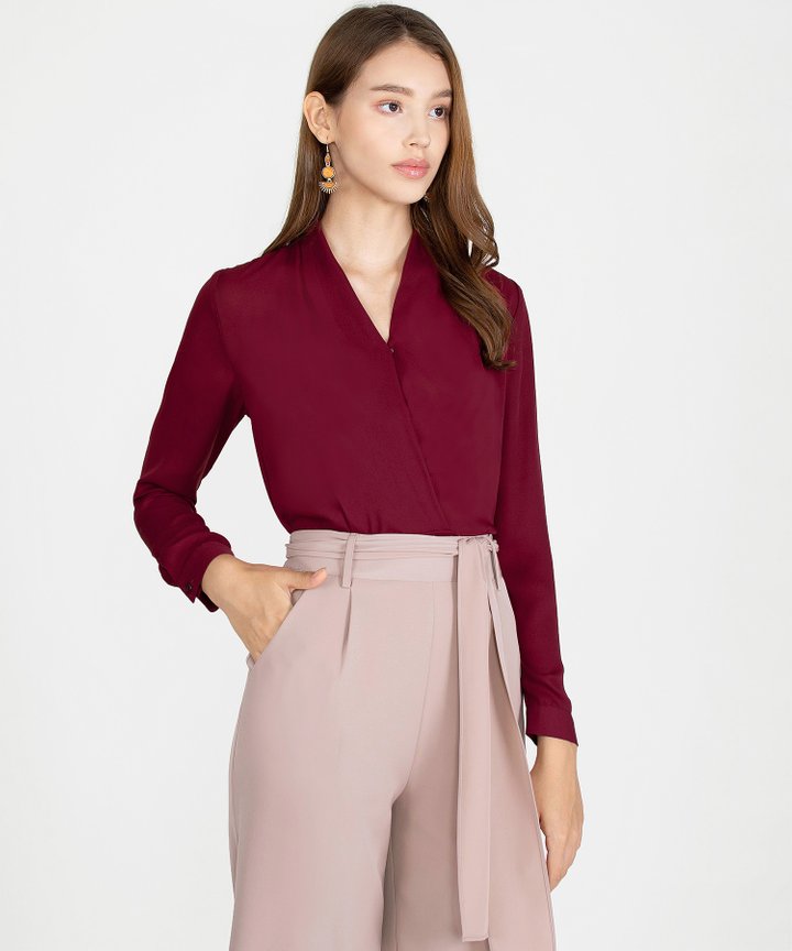 Emory Overlay Blouse - Wine
