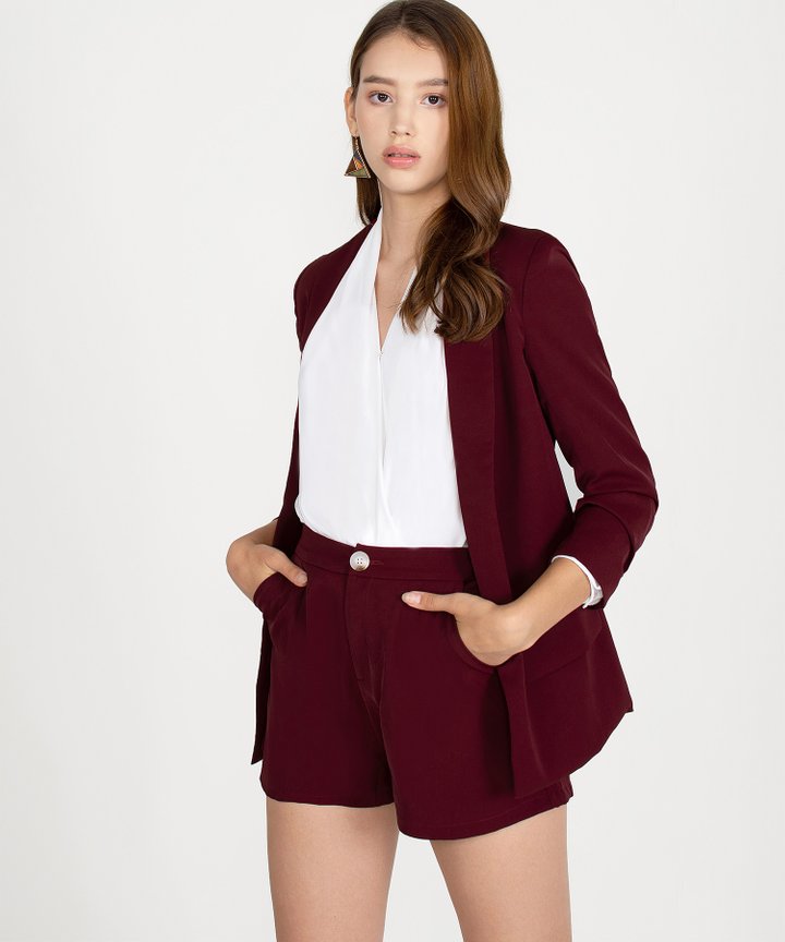 Joie Ruched Blazer - Maroon