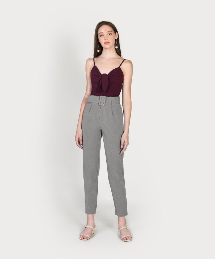Maribou Tie-Front Top - Burgundy