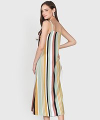 Nicolette Striped Maxi Dress in Lucerne Blue Back View