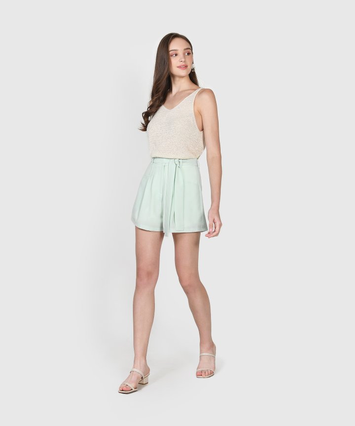 Elodie Belted Shorts - Pale Mint