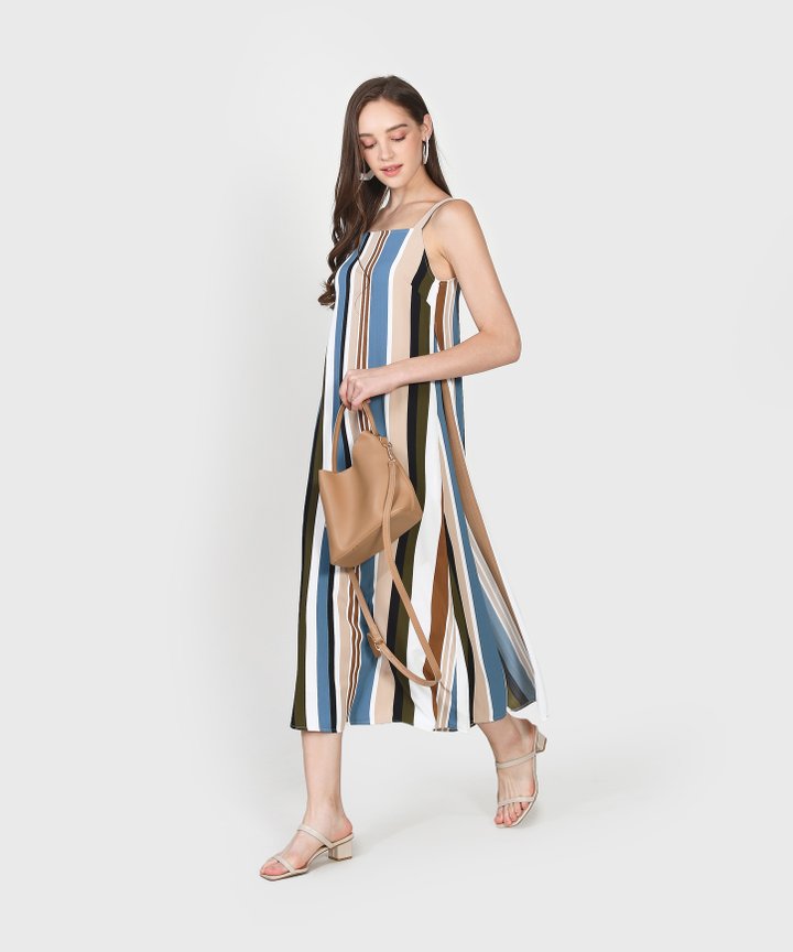 Nicolette Striped Maxi Dress- Lucerne Blue