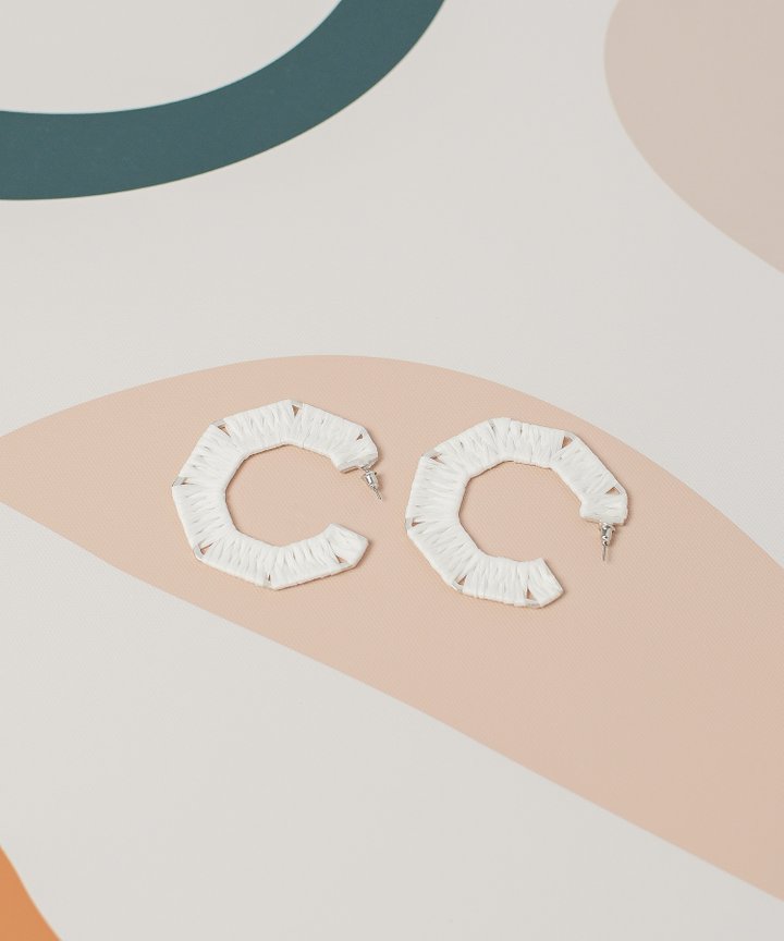 Piccolo Woven Hoop Earrings - White