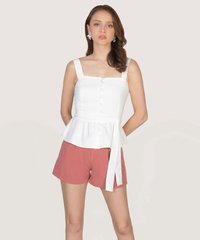 Thea Button Down Peplum Top in White Women's Tops Online