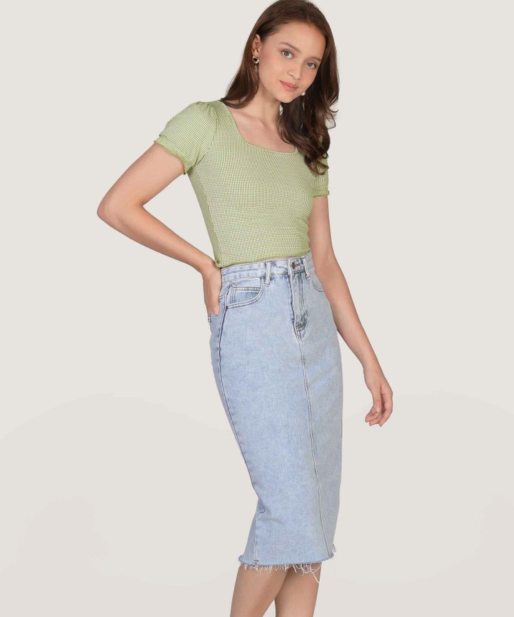 Pippa Denim Midi Skirt - Light Blue