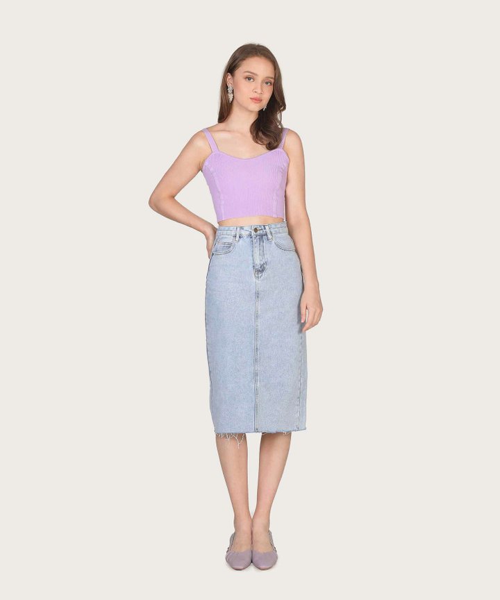 Cherie Knit Cropped Tank - Lilac