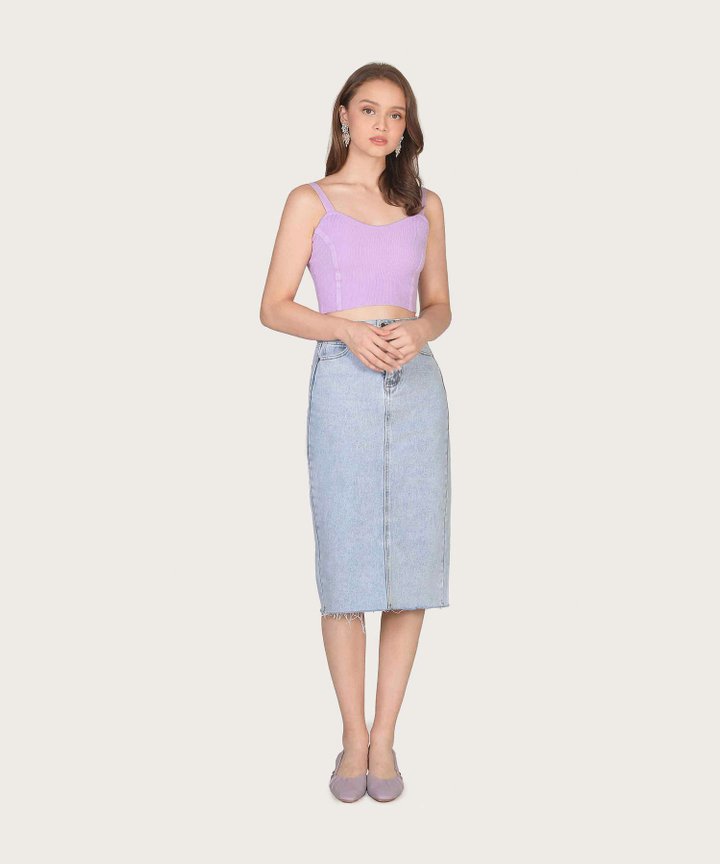 Cherie Knit Cropped Tank - Lilac