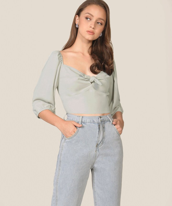 Beverly Cropped Blouse - Sage Grey
