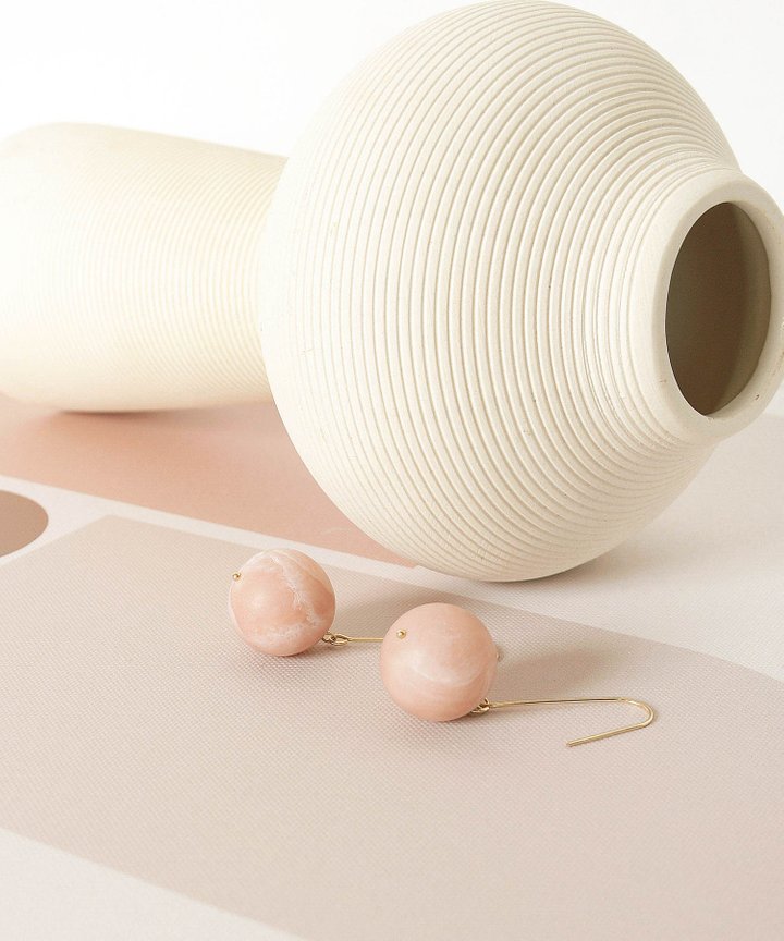 Emmett Ball Drop Earrings - Blush