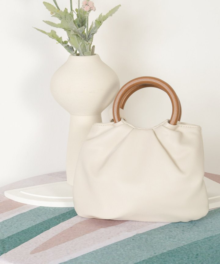 Affogato Wooden Handle Bag - Off-White