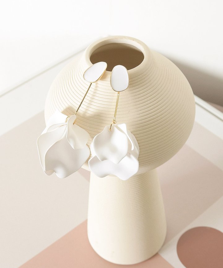 Amur Petal Drop Earrings - White