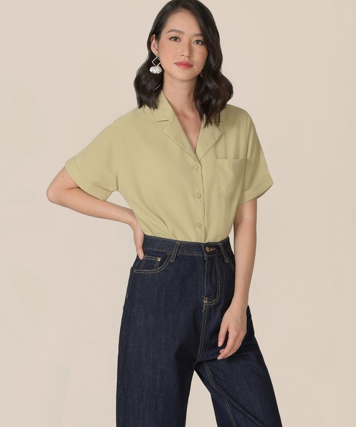Canberra Blouse - Pale Chartreuse