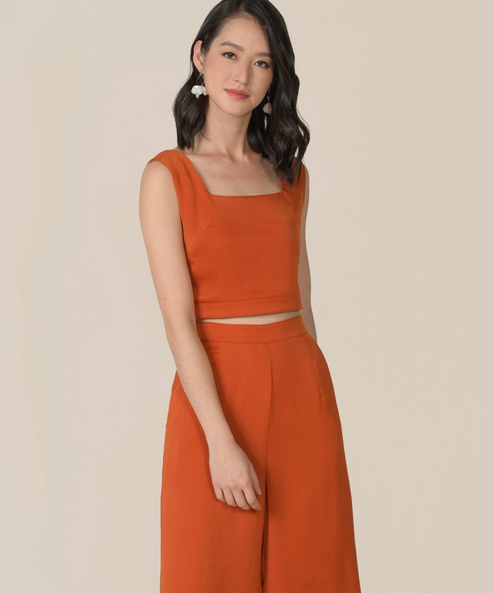 Kailua Plisse Cropped Top - Rhubarb