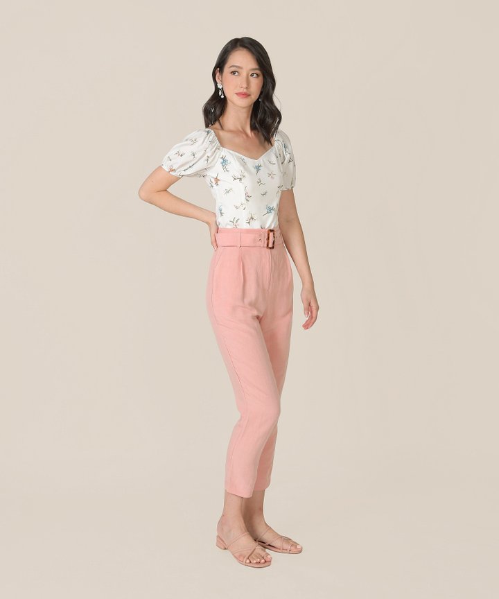 Mirador High-Waist Belted Trousers - Blush