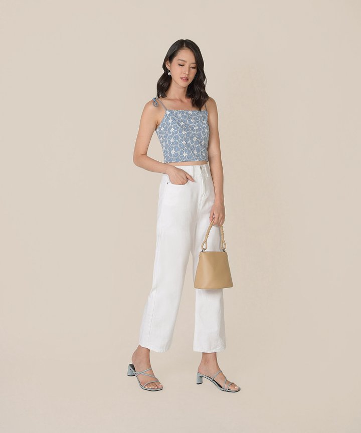 Prism Floral Embroidered Top - Cornflower Blue