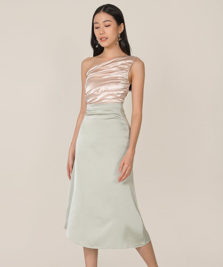Elixir Ruched Satin Toga Top - Champagne