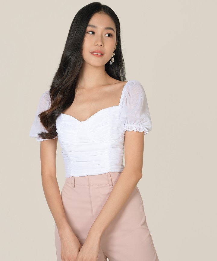 Esmire Ruched Cropped Top - Pearlescent (Restock)