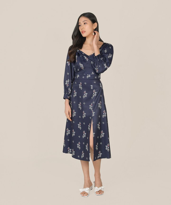 Leighton Knotted Wrap Blouse - Royal Blue