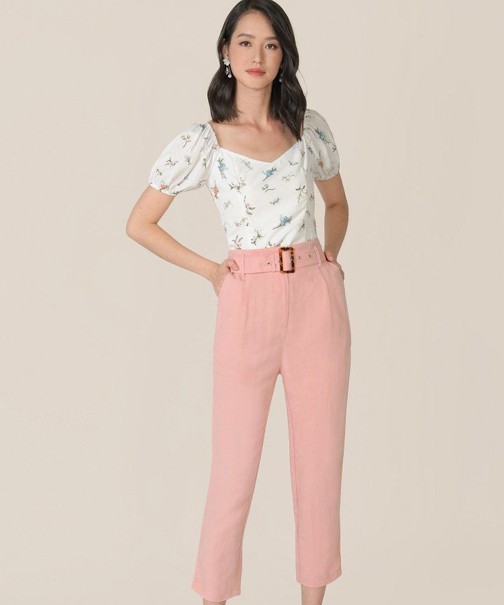 Ossette Floral Tie-Back Top - White (Restock)