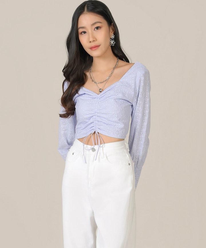 Mischa Eyelet Ruched Top - Lilac