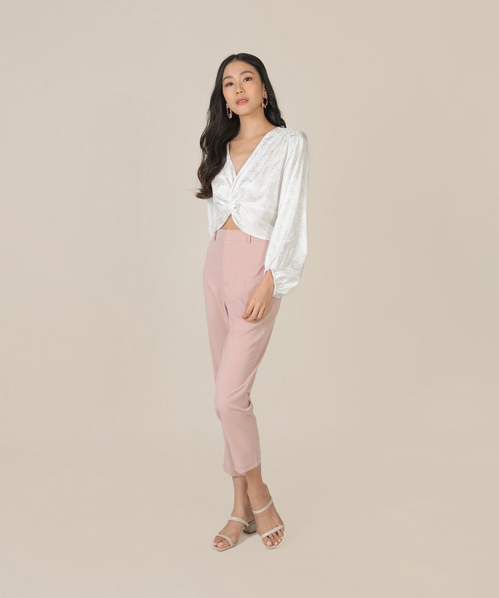 Sonadora Twist-Front Jacquard Blouse