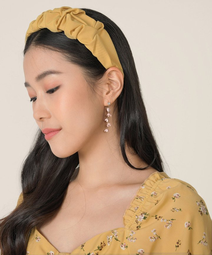 Astoria Ruched Hairband - Mustard