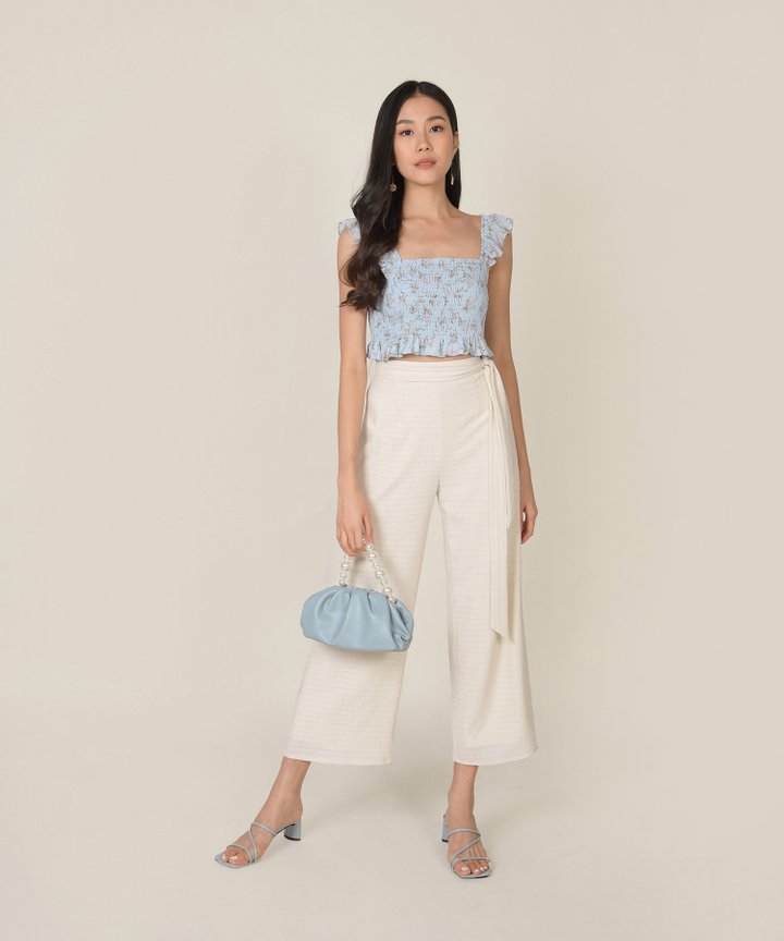 Bayberry Floral Smocked Top - Powder Blue