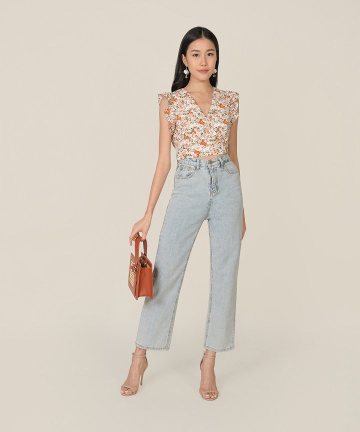 Horizon Floral Cropped Top - White