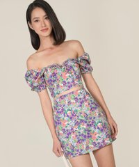 Valentine Floral Top and Skirt Co-ord in Purple Online Women's Fashion